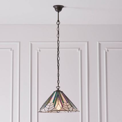 Endon 63937 - Lestenec na verigi Tiffany ASTORIA 1xE27/60W/230V premer 40 cm