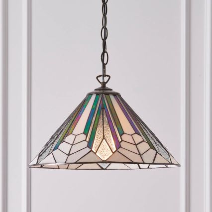 Endon 63937 - Lestenec na verigi Tiffany ASTORIA 1xE27/60W/230V premer 40 cm