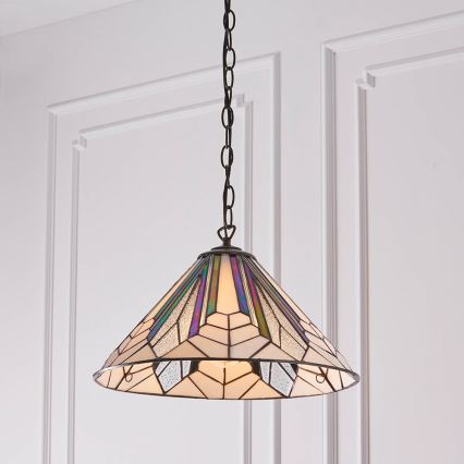 Endon 63937 - Lestenec na verigi Tiffany ASTORIA 1xE27/60W/230V premer 40 cm