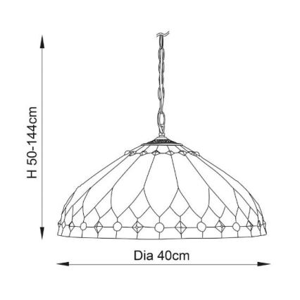 Endon 63977 - Lestenec na verigi Tiffany BROOKLYN 1xE27/60W/230V, premer 40 cm