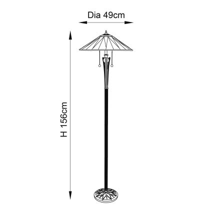 Endon 64041 - Stoječa svetilka Tiffany DARK STAR 2xE27/60W/230V, premer 49 cm