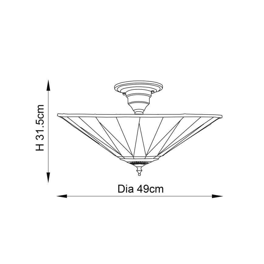 Endon 64043 - Pritrdjen stropni lestenec Tiffany DARK STAR 3xE27/60W/230V premer 49 cm