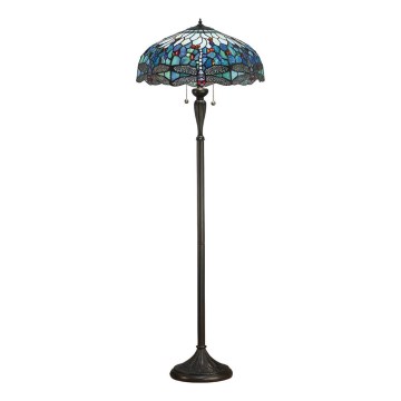 Endon 64069 - Stoječa svetilka Tiffany DRAGONFLY 2xE27/60W/230V, premer 50 cm