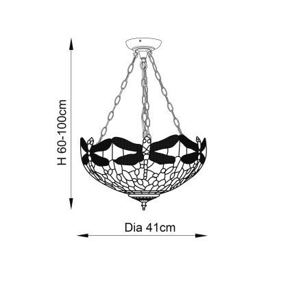 Endon 64075 - Lestenec na verigi DRAGONFLY 3xE27/60W/230V, premer 41 cm