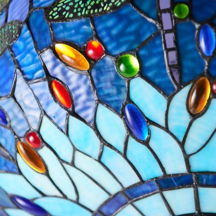 Endon 64075 - Lestenec na verigi Tiffany DRAGONFLY 3xE27/60W/230V premer 41 cm