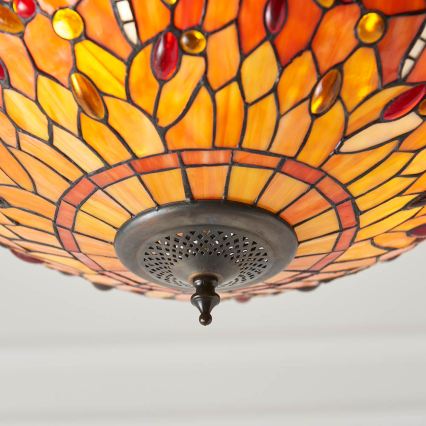 Endon 64076 - Lestenec na verigi Tiffany DRAGONFLY 3xE27/60W/230V premer 41 cm