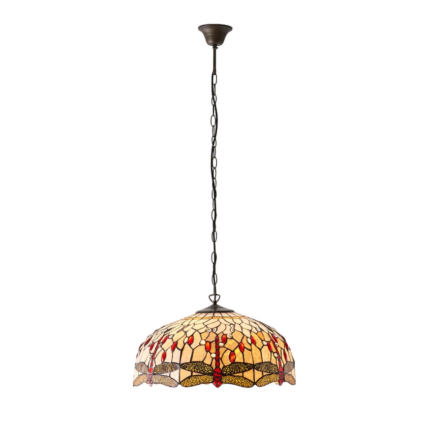 Endon 64079 - Lestenec na verigi Tiffany DRAGONFLY 3xE27/60W/230V, premer 50 cm