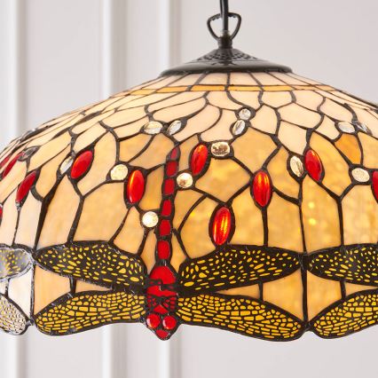 Endon 64079 - Lestenec na verigi Tiffany DRAGONFLY 3xE27/60W/230V, premer 50 cm