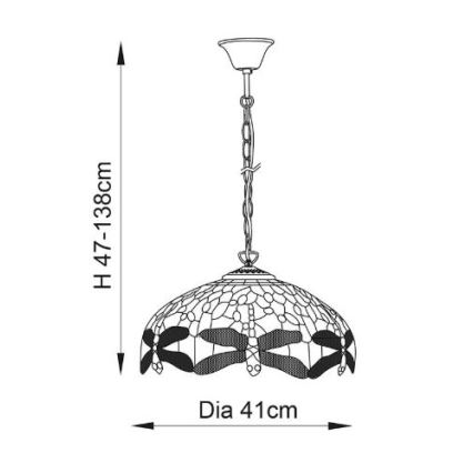 Endon 64080 - Lestenec na verigi DRAGONFLY 3xE27/60W/230V, premer 41 cm