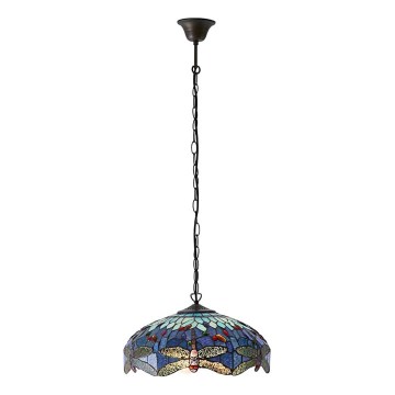 Endon 64080 - Lestenec na verigi Tiffany DRAGONFLY 3xE27/60W/230V premer 41 cm