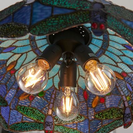 Endon 64080 - Lestenec na verigi Tiffany DRAGONFLY 3xE27/60W/230V premer 41 cm