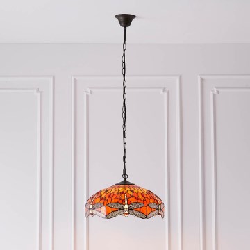 Endon 64081 - Lestenec na verigi Tiffany DRAGONFLY 3xE27/60W/230V premer 41 cm