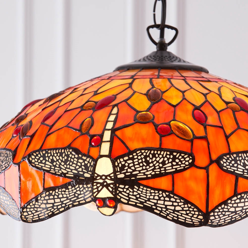 Endon 64081 - Lestenec na verigi Tiffany DRAGONFLY 3xE27/60W/230V premer 41 cm