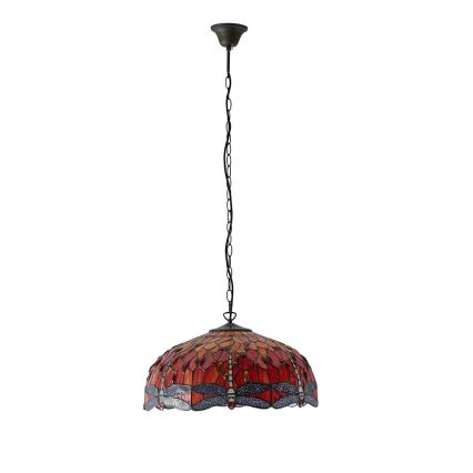 Endon 64082 - Lestenec na verigi Tiffany DRAGONFLY 3xE27/60W/230V premer 50 cm