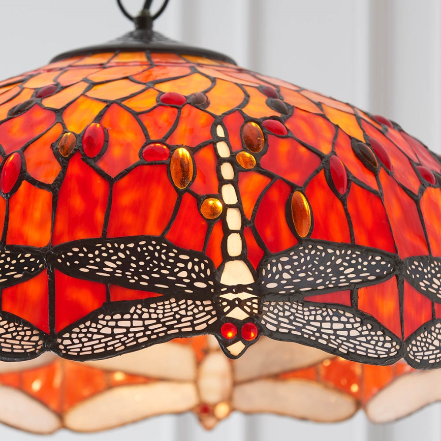 Endon 64082 - Lestenec na verigi Tiffany DRAGONFLY 3xE27/60W/230V premer 50 cm
