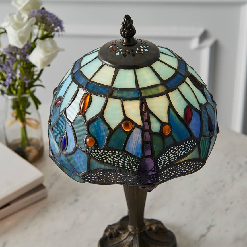 Endon 64088 - Namizna svetilka Tiffany DRAGONFLY 1xE14/7W/230V premer 20 cm