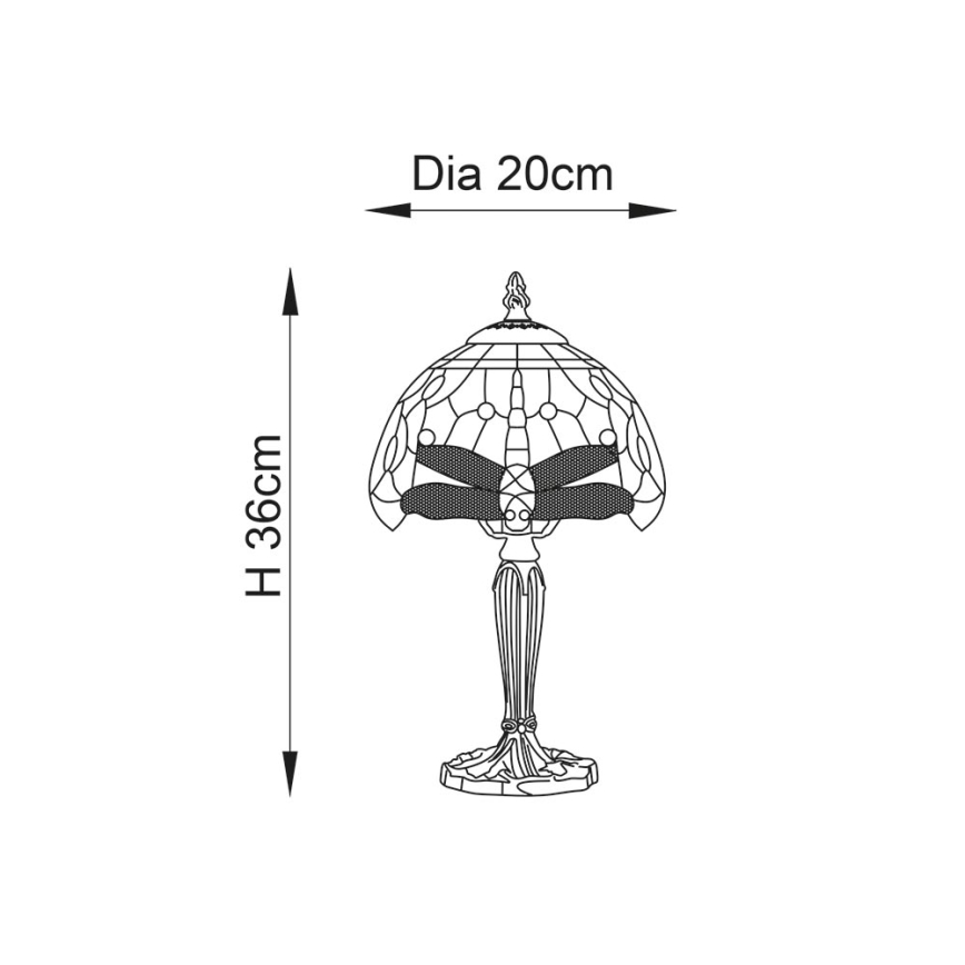 Endon 64088 - Namizna svetilka Tiffany DRAGONFLY 1xE14/7W/230V premer 20 cm