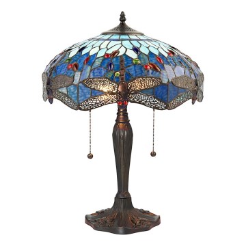 Endon 64089 - Namizna svetilka Tiffany DRAGONFLY 2xE27/60W/230V premer 41 cm