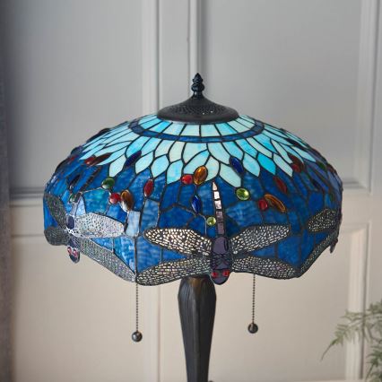 Endon 64089 - Namizna svetilka Tiffany DRAGONFLY 2xE27/60W/230V premer 41 cm