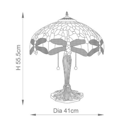 Endon 64089 - Namizna svetilka Tiffany DRAGONFLY 2xE27/60W/230V premer 41 cm