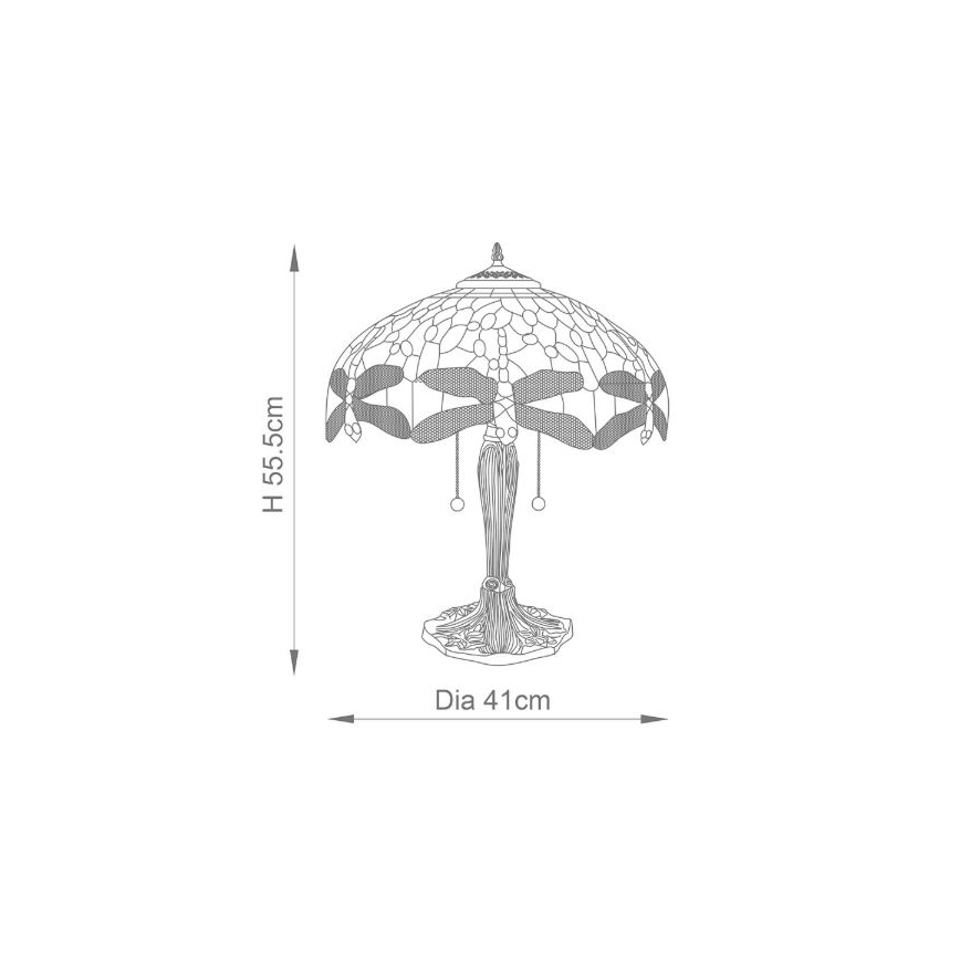 Endon 64089 - Namizna svetilka Tiffany DRAGONFLY 2xE27/60W/230V premer 41 cm