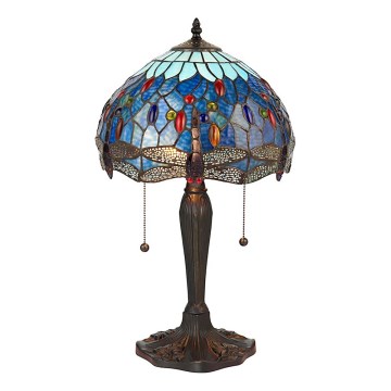 Endon 64090 - Namizna svetilka Tiffany DRAGONFLY 2xE27/60W/230V, premer 30 cm