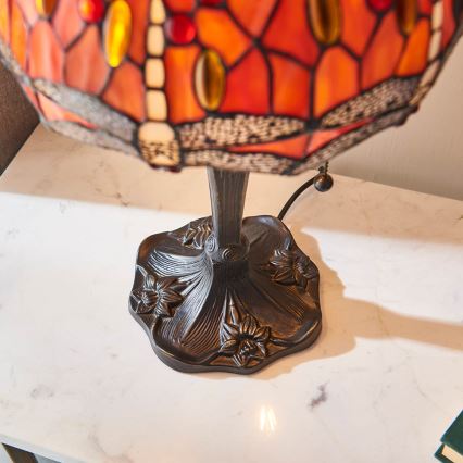 Endon 64092 - Namizna svetilka Tiffany DRAGONFLY 2xE27/60W/230V, premer 30 cm