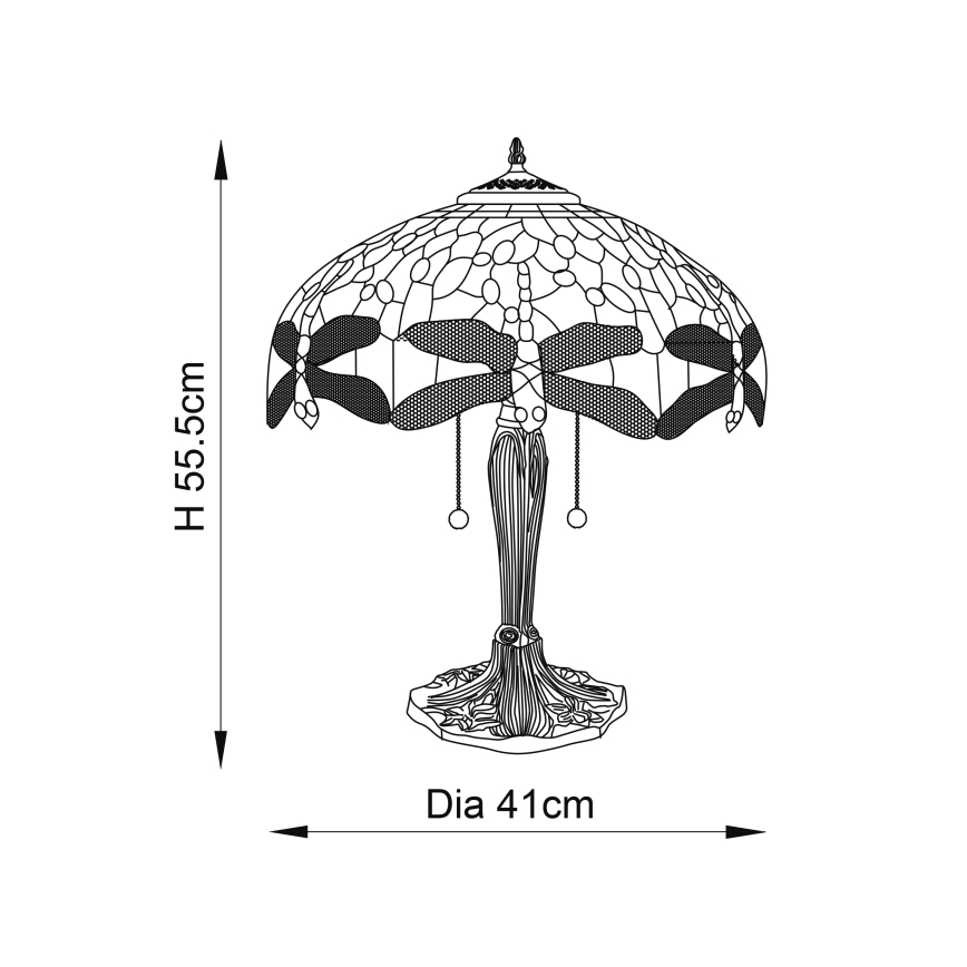 Endon 64093 - Namizna svetilka DRAGONFLY 2xE27/60W/230V premer 41 cm