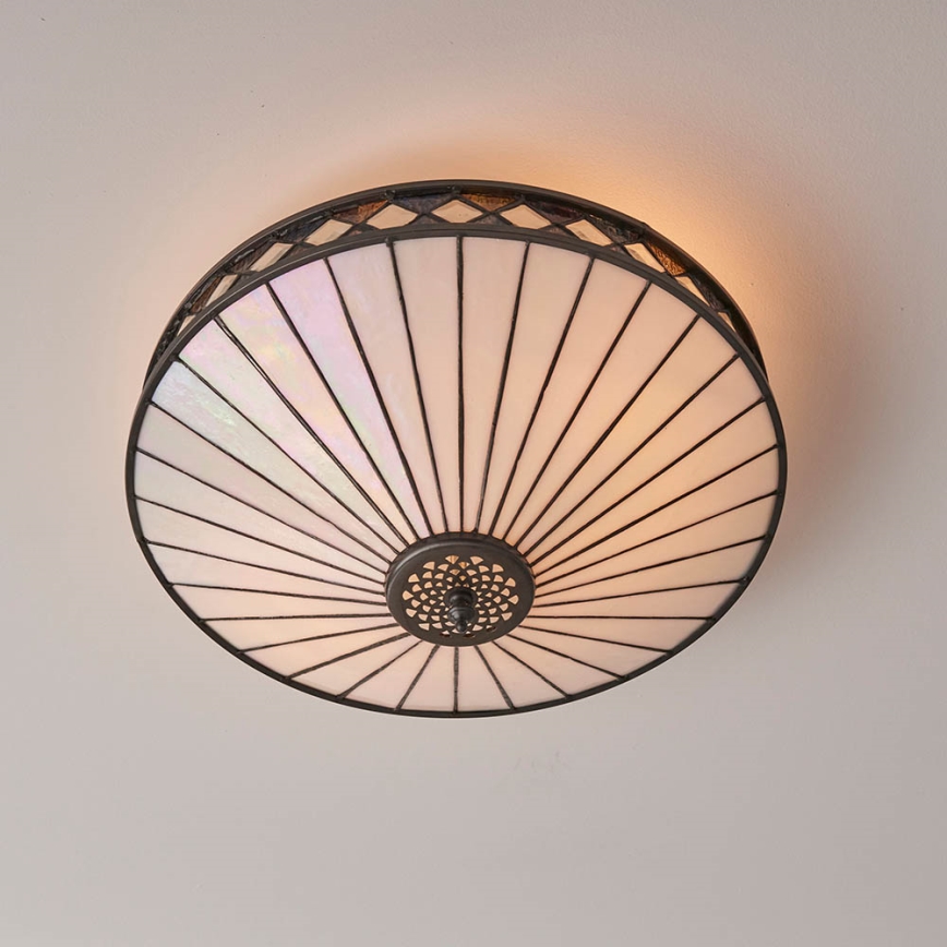 Endon 64145 - Stropna svetilka Tiffany FARGO 2xE27/60W/230V, premer 41,5 cm