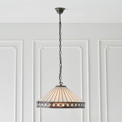 Endon 64147 - Lestenec Tiffany FARGO na verigi 1xE27/60W/230V, premer 50 cm