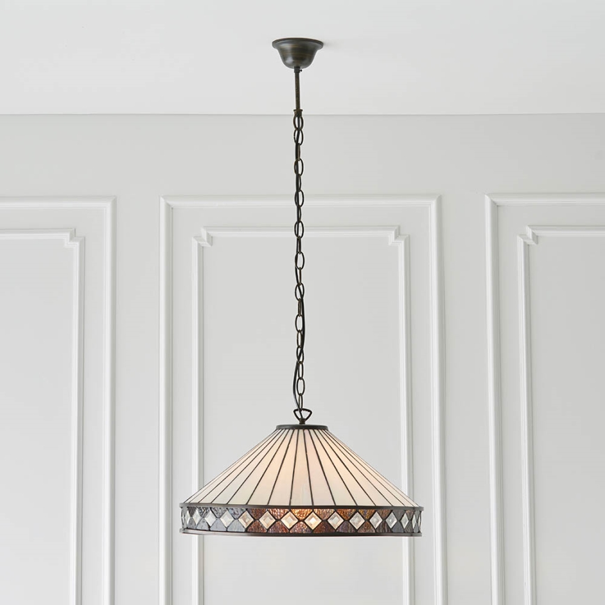 Endon 64147 - Lestenec Tiffany FARGO na verigi 1xE27/60W/230V, premer 50 cm