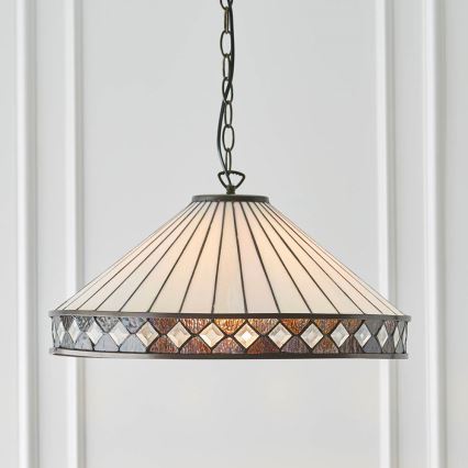 Endon 64147 - Lestenec Tiffany FARGO na verigi 1xE27/60W/230V, premer 50 cm