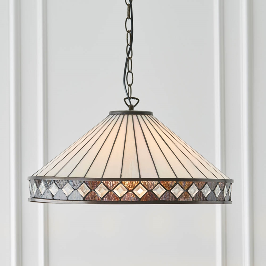 Endon 64147 - Lestenec Tiffany FARGO na verigi 1xE27/60W/230V, premer 50 cm