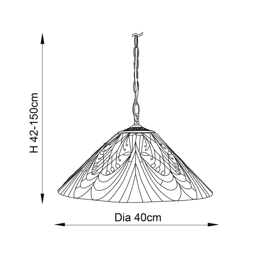 Endon 64162 - Lestenec na verigi HECTOR 1xE27/60W/230V pr. 40 cm