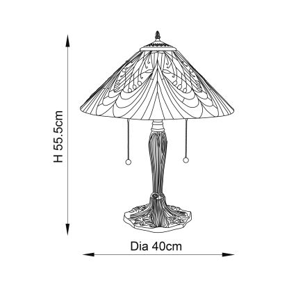 Endon 64163 - Namizna svetilka HECTOR 2x E27/60W/230V, premer 40 cm
