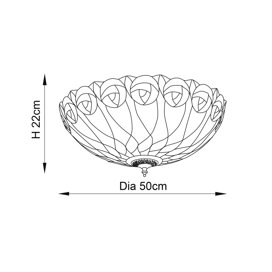 Endon 64173 - Stropna svetilka HUTCHINSON 2xE27/60W/230V pr. 50 cm