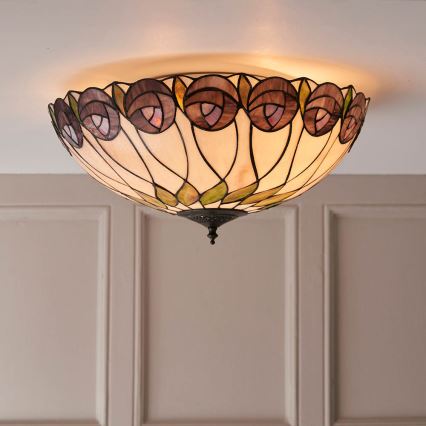 Endon 64173 - Stropna svetilka Tiffany HUTCHINSON 2xE27/60W/230V premer 50 cm