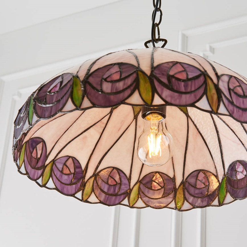 Endon 64176 - Lestenec na verigi Tiffany HUTCHINSON 1xE27/60W/230V premer 40 cm
