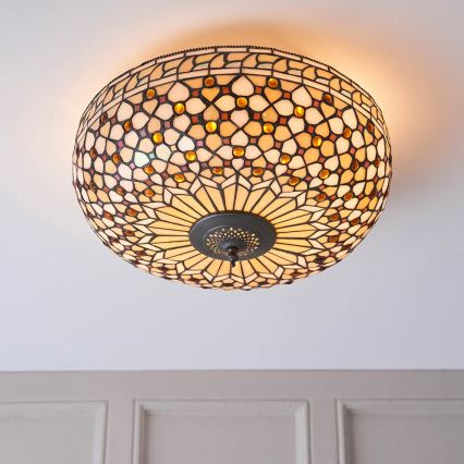 Endon 64276 - Stropna svetilka Tiffany MILLE FEUX 2xE27/60W/230V, premer 45 cm