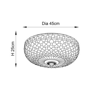 Endon 64276 - Stropna svetilka Tiffany MILLE FEUX 2xE27/60W/230V, premer 45 cm