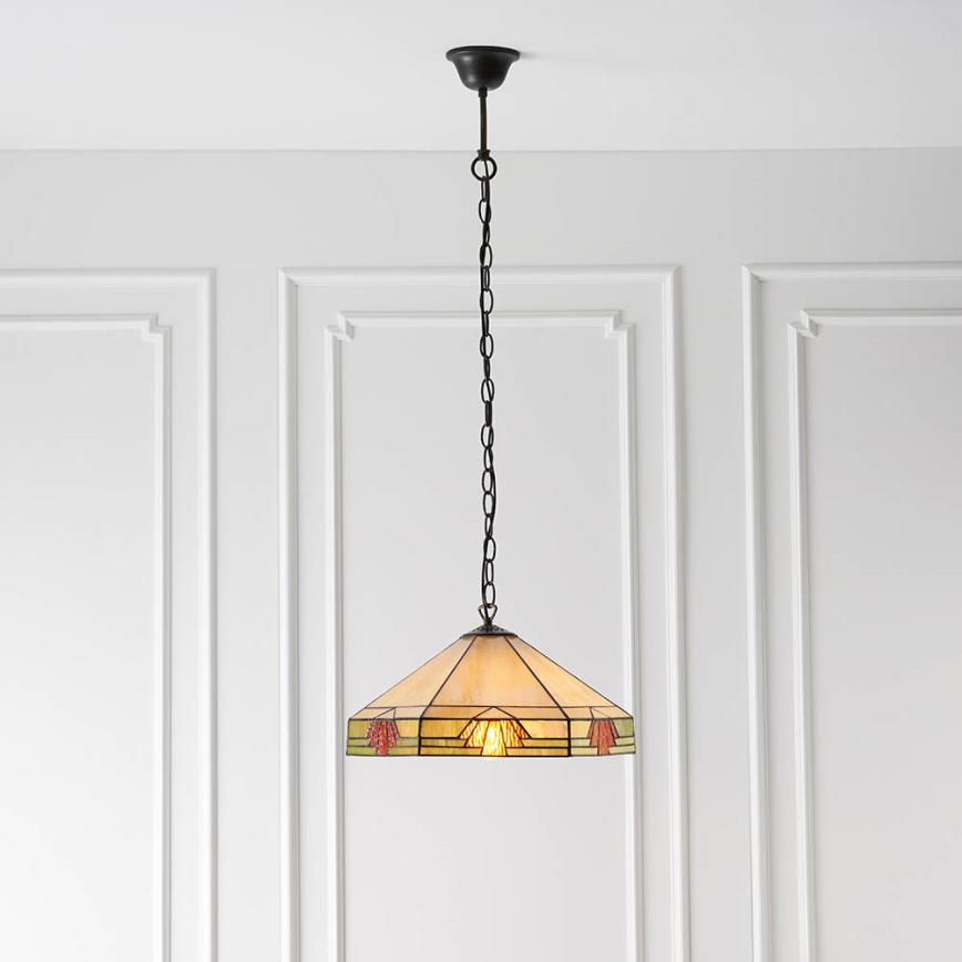 Endon 64285 - Lestenec na verigi Tiffany NEVADA 1xE27/60W/230V, premer 35 cm