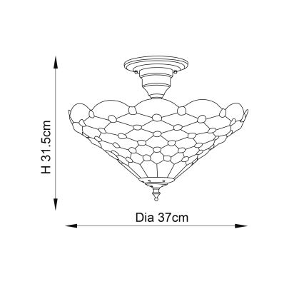 Endon 64300 - Stropno pritrjen lestenec Tiffany PEARL 3xE27/60W/230V premer 37 cm