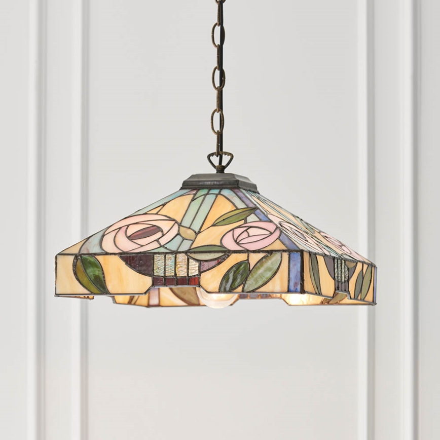 Endon 64385 - Lestenec na verigi Tiffany WILLOW, 1xE27/60W/230V, premer 35 cm