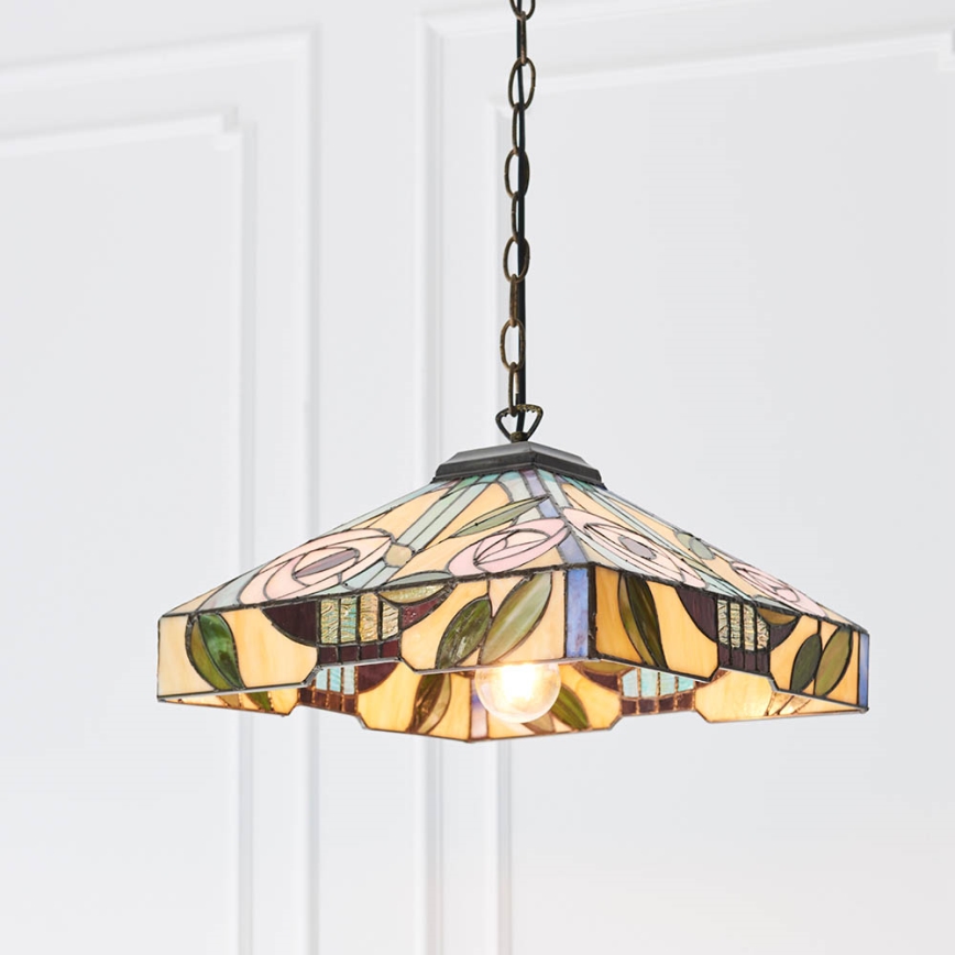 Endon 64385 - Lestenec na verigi Tiffany WILLOW, 1xE27/60W/230V, premer 35 cm