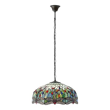 Endon 66148 - Lestenec na verigi Tiffany DRAGONFLY 3xE27/60W/230V, premer 50 cm