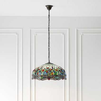 Endon 66148 - Lestenec na verigi Tiffany DRAGONFLY 3xE27/60W/230V, premer 50 cm