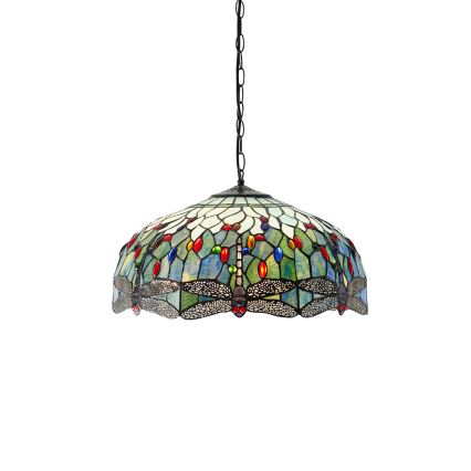 Endon 66148 - Lestenec na verigi Tiffany DRAGONFLY 3xE27/60W/230V, premer 50 cm
