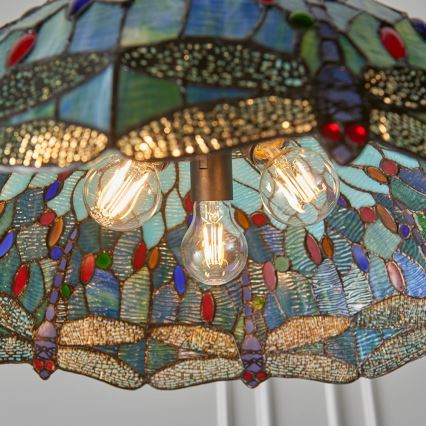 Endon 66148 - Lestenec na verigi Tiffany DRAGONFLY 3xE27/60W/230V, premer 50 cm