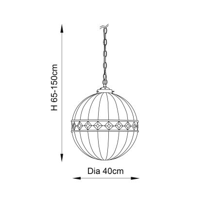 Endon 67045 - Lestenec na verigi Tiffany FARGO 1xE27/60W/230V premer 40 cm