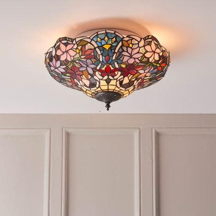 Endon 70709 - Stropna svetilka Tiffany SULLIVAN 2xE27/60W/230V premer 40 cm